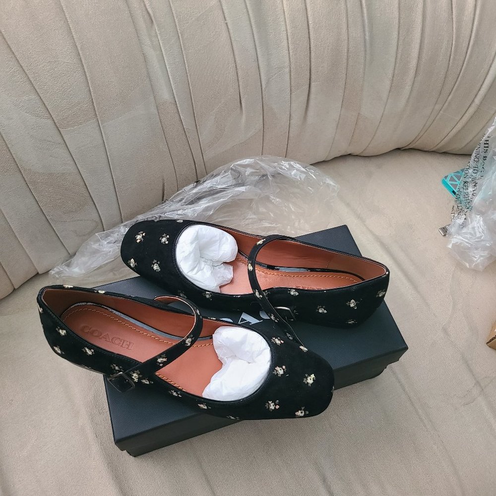 Coach suede floral maryjane
